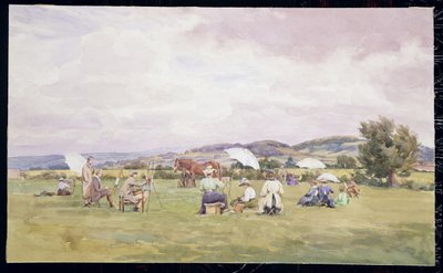 A Sketching Party on the Cotswolds, ca. 1910 (akvarel på papir) af May Francis