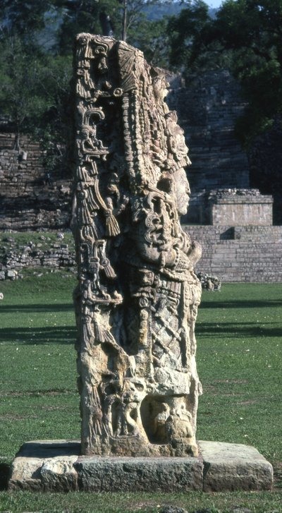 Copan Stela H, sen klassisk periode, ca. 730 e.Kr af Mayan