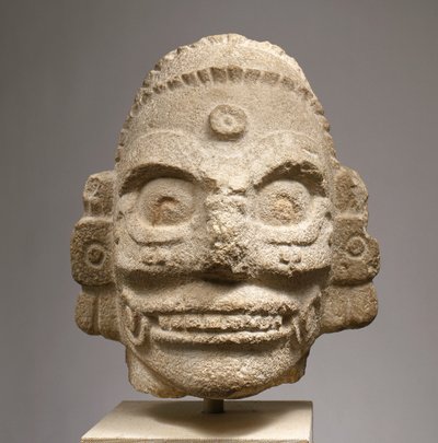 Hovedet af en regngud, ca. 1000 (fossilholdig kalksten) af Mayan