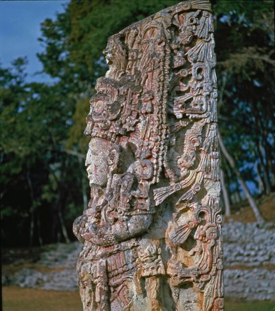 Stele H, Plaza of Ceremonies, 731 AD af Mayan
