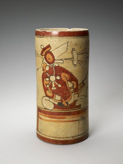 Vase med præsentationsscene, 600-900 e.Kr. (lertøj med slip) af Mayan