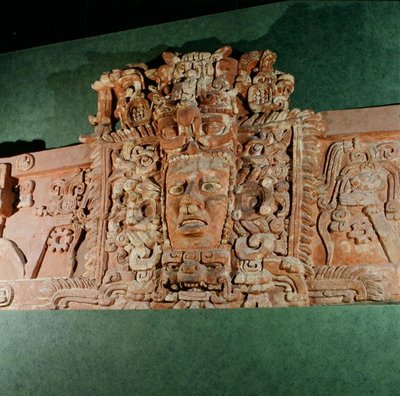 Arkitektonisk maske, Campeche, Yucatan-halvøen, Mexico (stuk) af Mayan Mayan