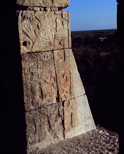 Detalje af en frise af en kriger, El Castillo af Mayan Mayan