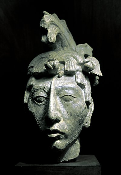 Krigerhoved (skulptur, ca. 683) af Mayan Mayan
