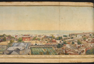 Udsnit af et panorama af Delhi af Mazar or Mazhar Ali Khan