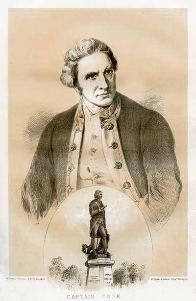 Kaptajn James Cook, britisk flådeofficer og opdagelsesrejsende fra det 18. århundrede, 1879 af McFarlane and Erskine