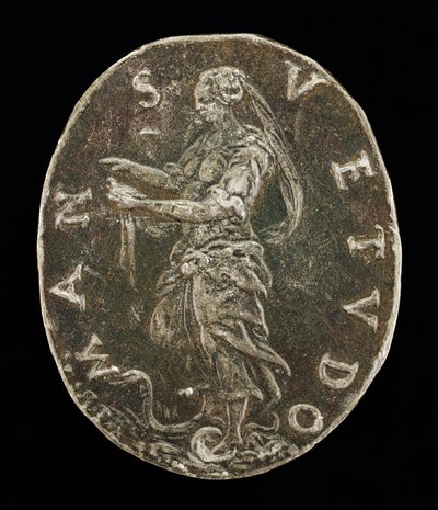 Mildhed stående på en slange [omvendt]. af Medallist T.R.