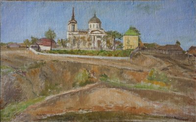 Tarkhany. Udsigt over Ærkeenglen Michaels kirke, 1938 af Meer Michailovich Gokhstein