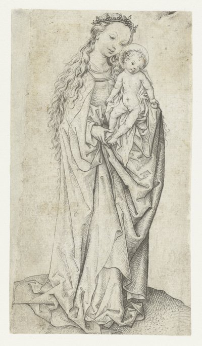 Stående Madonna og barn med æble af Meester van het Amsterdamse Kabinet