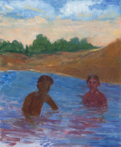 Evening Swim, 2017 (olie på lærred) af Megan Williamson