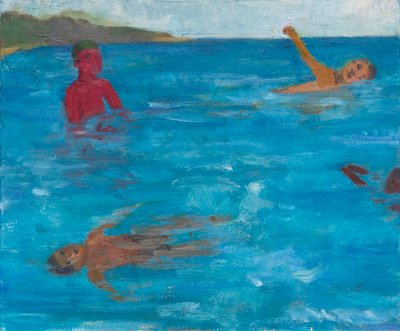 Fire svømmere, 2017 (olie på lærred) af Megan Williamson