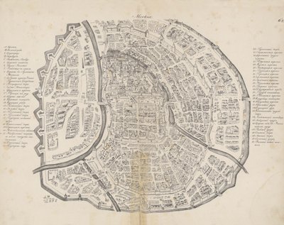 Kort over Moskva. Fra: Augustin von Meyerberg og hans rejse til Rusland, 1661. af Meierberg