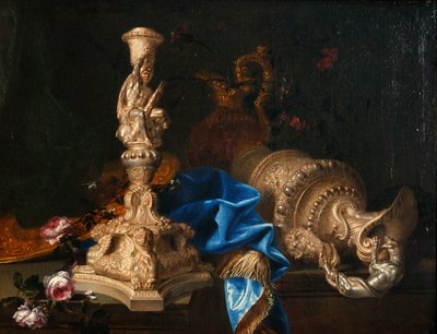 Stilleben med Labours of Hercules lysestage og to æger af Meiffren Conte