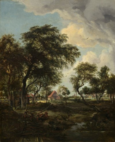 En gård i sollyset af Meindert Hobbema
