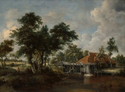 Vandmøllen med det store røde tag, 166265. af Meindert Hobbema