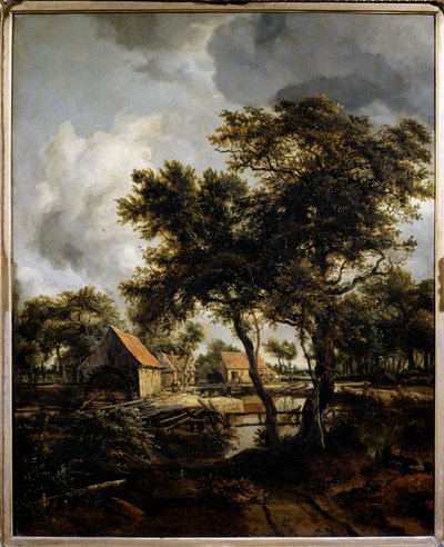 Vandmøllen Maleri af Meindert Hobbema (1638-1709) (ec.flam.) 1600-tallet søn. 0,8x0,66 m Paris, Musée du Louvre. af Meindert Hobbema