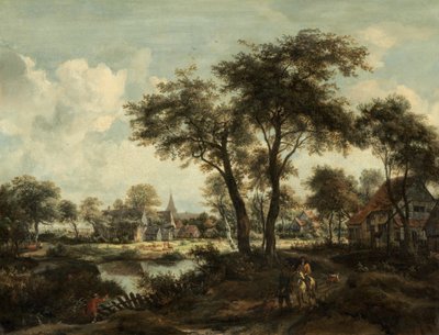 Landsby nær en pool, ca. 1670. af Meindert Hobbema