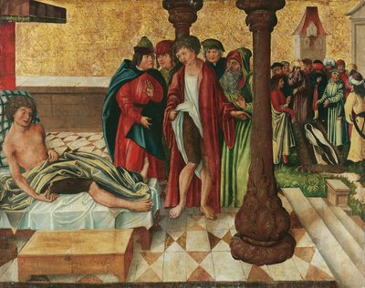 Mirakuløs benhealing af St. Cosmas og Damian af Meister der Legendenszenen