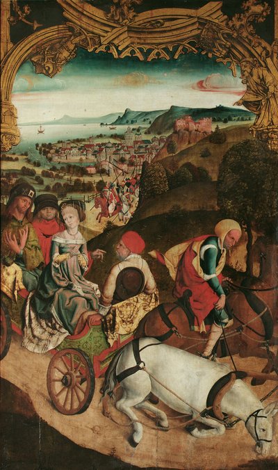 det helliges flugt Cantius, Cantianus og Cantianilla (indvendigt); Kristus på Oliebjerget (ydre) af Meister des Krainburger Altars