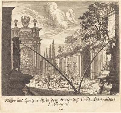 Kardinal Aldobrandinis haver, Frascati af Melchior Küsel after Johann Wilhelm Baur