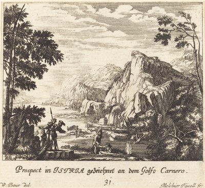 Istrien, Fårebugten af Melchior Küsel after Johann Wilhelm Baur