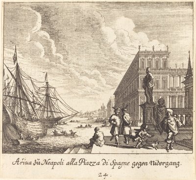 Palazzo di Spagna, Napoli af Melchior Küsel after Johann Wilhelm Baur
