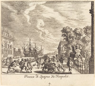 Spanske Trappe, Napoli af Melchior Küsel after Johann Wilhelm Baur