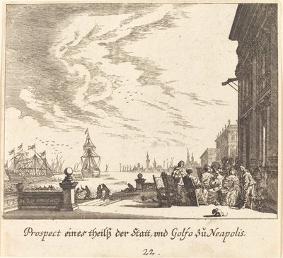 Udsigt over Napolibugten af Melchior Küsel after Johann Wilhelm Baur