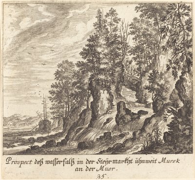 Vandfald af Melchior Küsel after Johann Wilhelm Baur