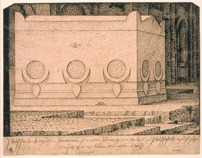 En sarkofag i Plovdiv eller Philippi af Melchior Lorck