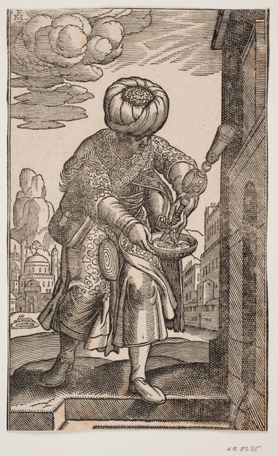 En Saquatz med sin vandpose under armen af Melchior Lorck