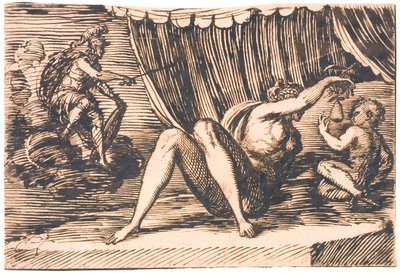 Mars, Venus holder en pære og et barn af Melchior Lorck