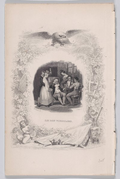 Den gode gamle mand fra Bérangers sange, 1829. af Melchior Peronard