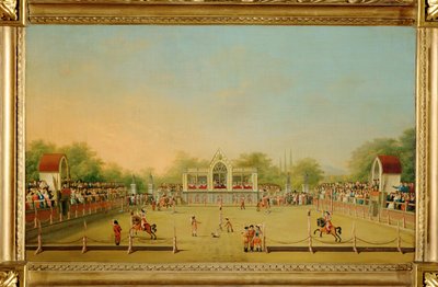 Turnier in Laxenburg -Turnering i Laxenburg Slot ... (maleri på lærred) af Melchior Seltzam