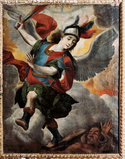 "Ærkeenglen Saint Michael" Maleri af Melchor Perez de Holguin (1665-1724) af Melchor Pérez de Holguín