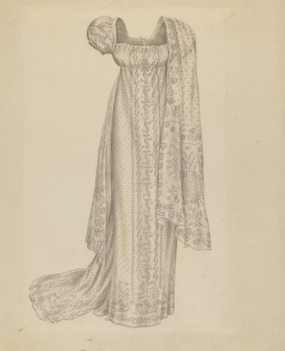 Brudekjole med tørklæde, ca. 1939. af Melita Hofmann