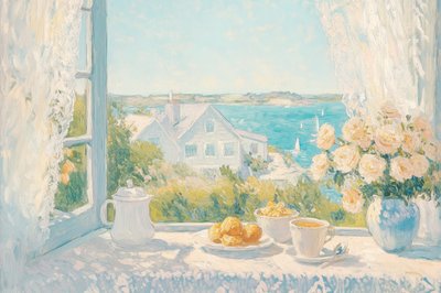 Udsigt til morgenmad ved kysten af Melloi Art Prints
