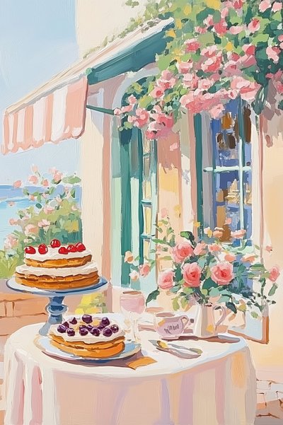 Fransk dessertcafé af Melloi Art Prints