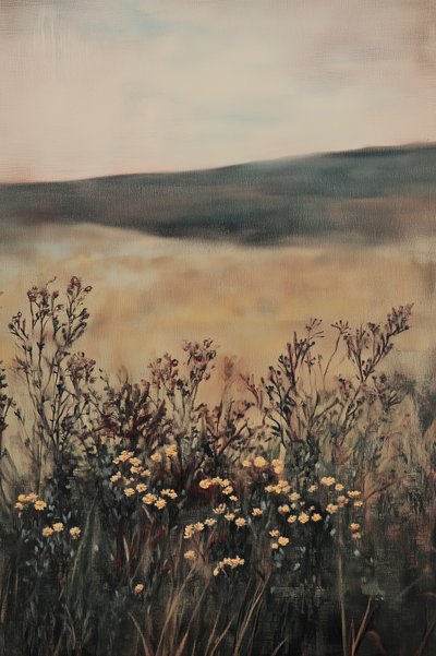 Gyldent mark med vilde blomster af Melloi Art Prints