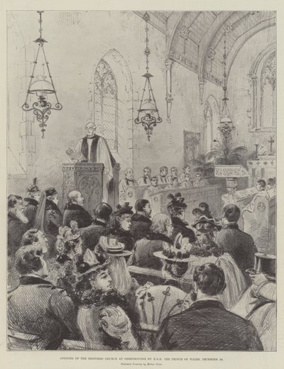 Åbning af den restaurerede kirke i Shernbourne af HKH Prinsen af Wales, 24. december af Melton Prior