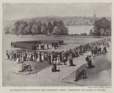 Sir Evelyn Wood inspicerer Sandhurst-kadetterne og overrækker æresværdets sværd af Melton Prior