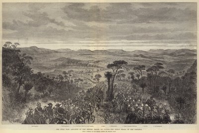 Zulu-krigen, de britiske troppers fremrykning mod Ulundi, kongens kraal i det fjerne af Melton Prior