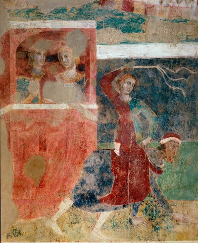 Op- og nedture i en ung mands indvielser i kærlighedens mysterier, detaljer, tidligt i det 14. århundrede (fresco) af Memmo di Filippuccio