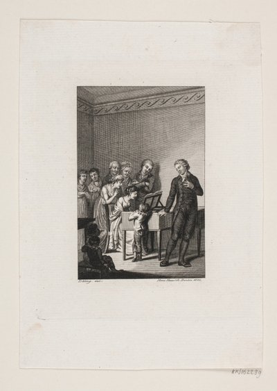 Danish: Illustration med selskab om et spinet af Meno Haas