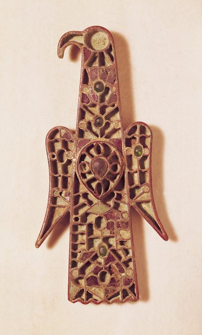 Ørneformet broche (metal og emalje) af Merovingian