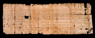 Merovingertid: juridisk dokumentmanuskript på papyrus, der bekræfter immunitetsprivilegiet givet af kongen af Neustrien Clovis II (633-657) til klosteret Saint Denis den 22/06/654. Sol. 0,93x0,34 m Paris, archives nationales af Merovingian