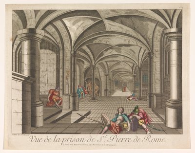 Udsigt over det indre af Mamertine-fængslet i Rom Vue de la prison de St. Pierre de Rome (titel på objektet) af Mesard