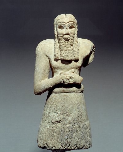 Orientalske antikviteter: statuette i kalksten af orant, lovet til prins Ginak. Mesopotamien. 2750 f.Kr. Søn 0,26 m Paris, Musée du Louvre af Mesopotamian Mesopotamian