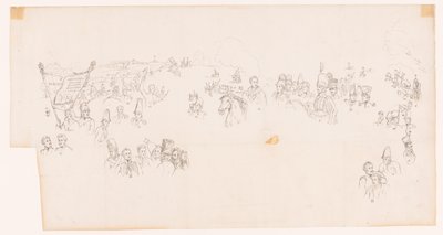 Tegning af maleriet, der forestiller slaget ved Waterloo af Met and Meylink
