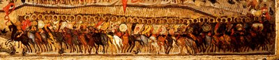 Velsignet være værten for himlens konge Detalje: lavere krigerrække udført af Alexander Nevsky og Saint George, 1550